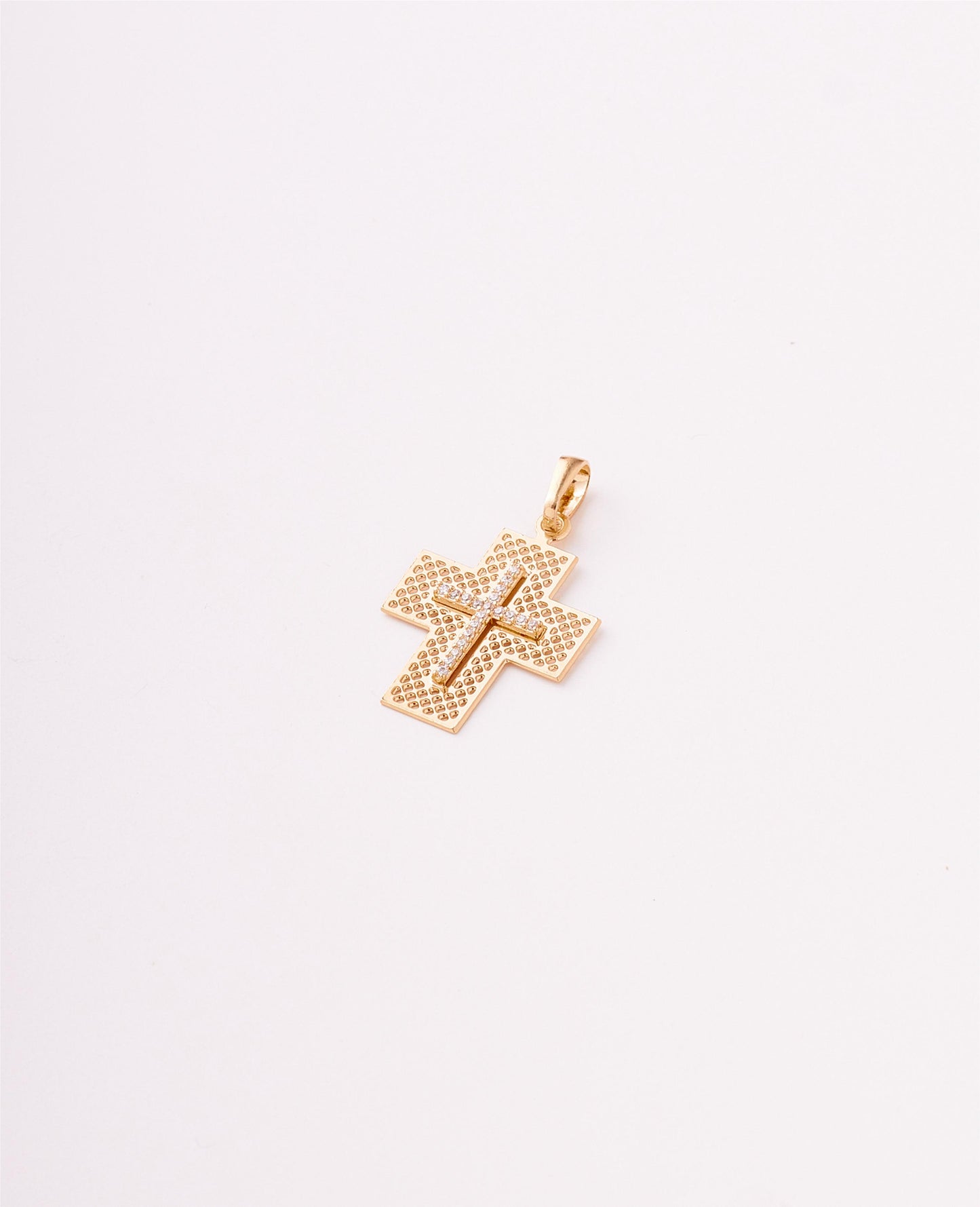 DIJE CRUZ HUECOS CIRCONES DE CRISTAL
