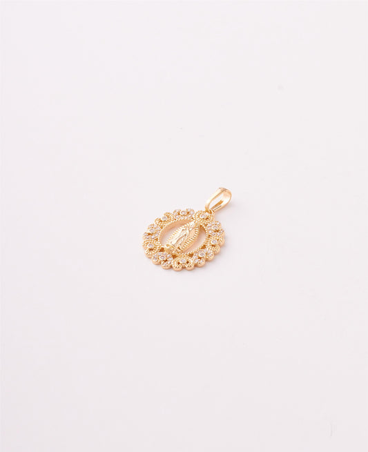 MEDALLA VIRGEN GUADALUPE GRANDE DIAMANTADA CIRCONES CRISTAL