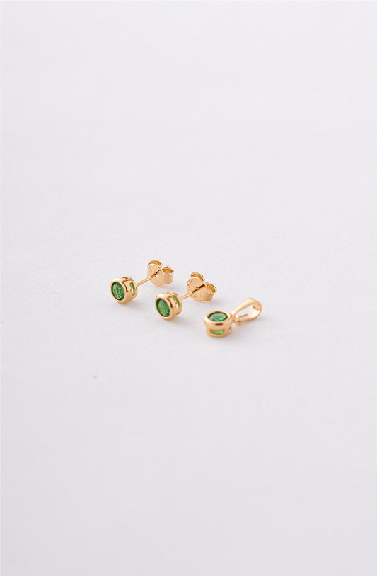 COMBO ARETES Y PIEDRA VERDE MEDIANA