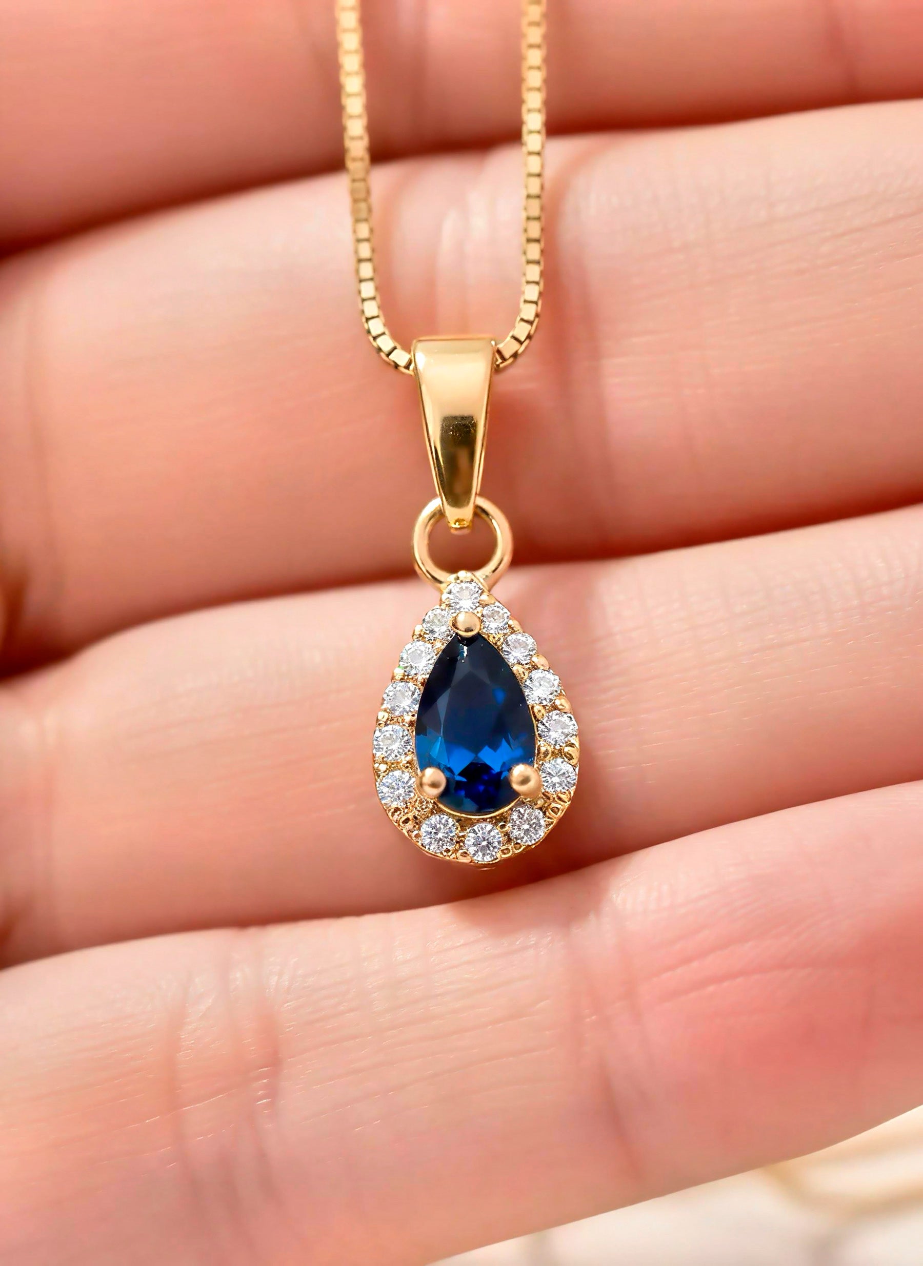 Set Gota Azul: Cadena Veneciana 50 cm + Aretes