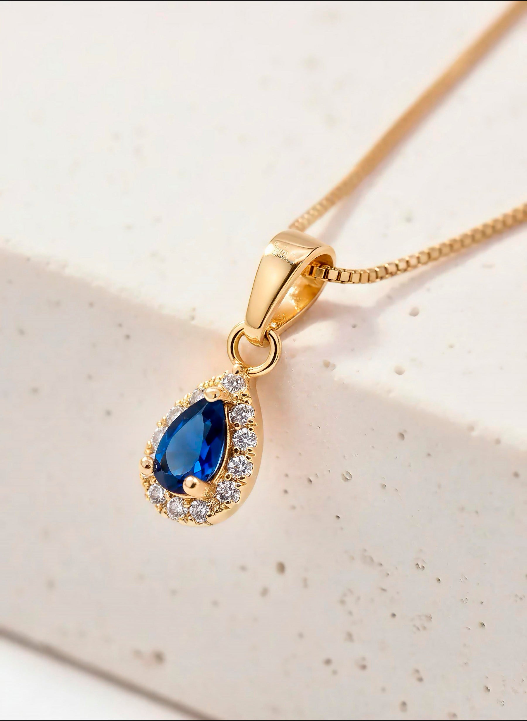 Set Gota Azul: Cadena Veneciana 50 cm + Aretes