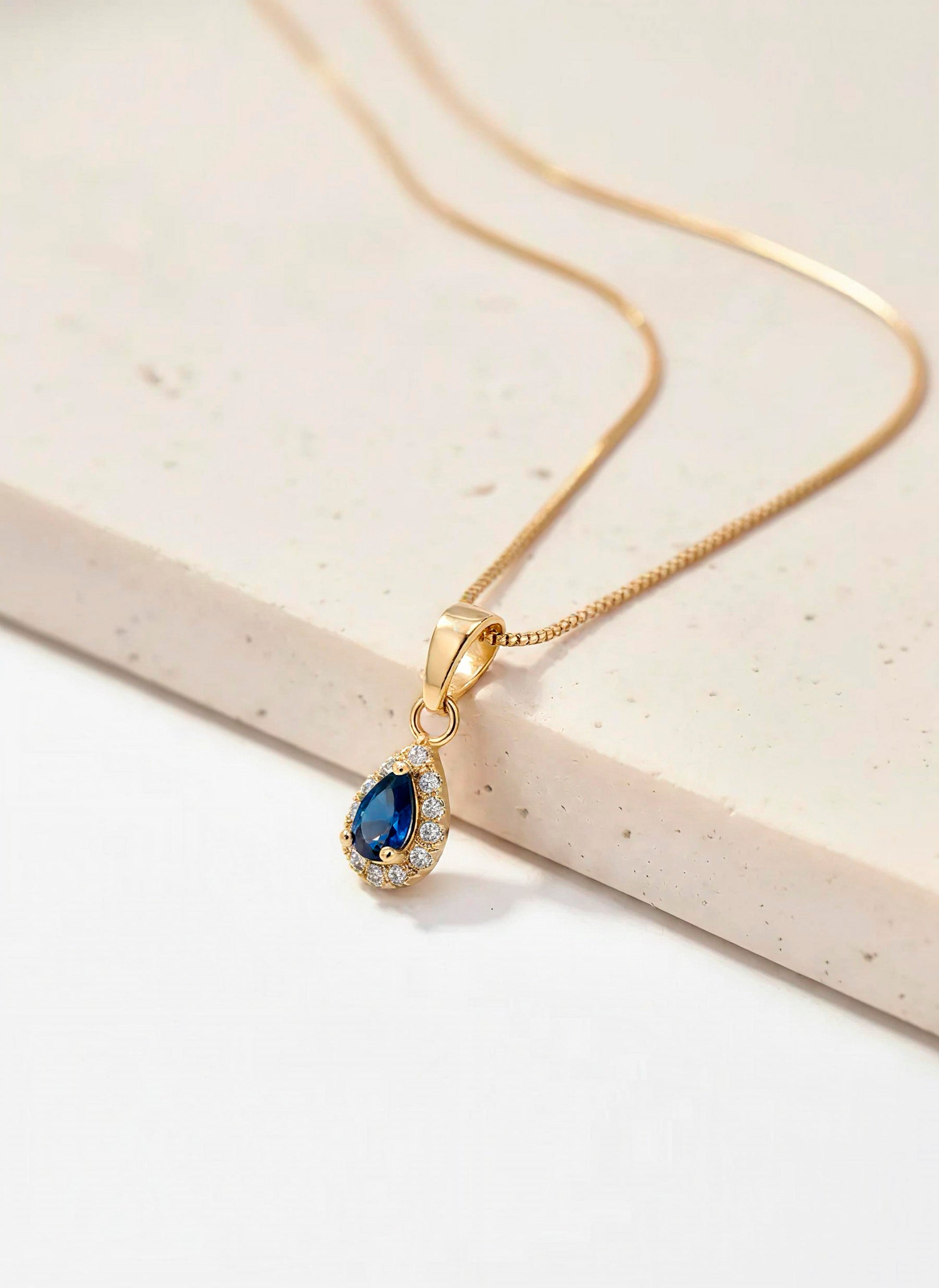 Set Gota Azul: Cadena Veneciana 50 cm + Aretes