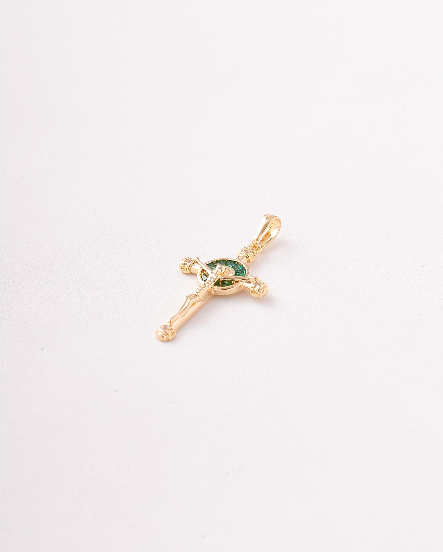 DIJE CRUZ PLACA VERDE - 20X41MM