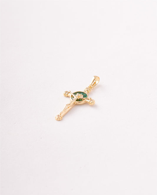DIJE CRUZ PLACA VERDE - 20X41MM
