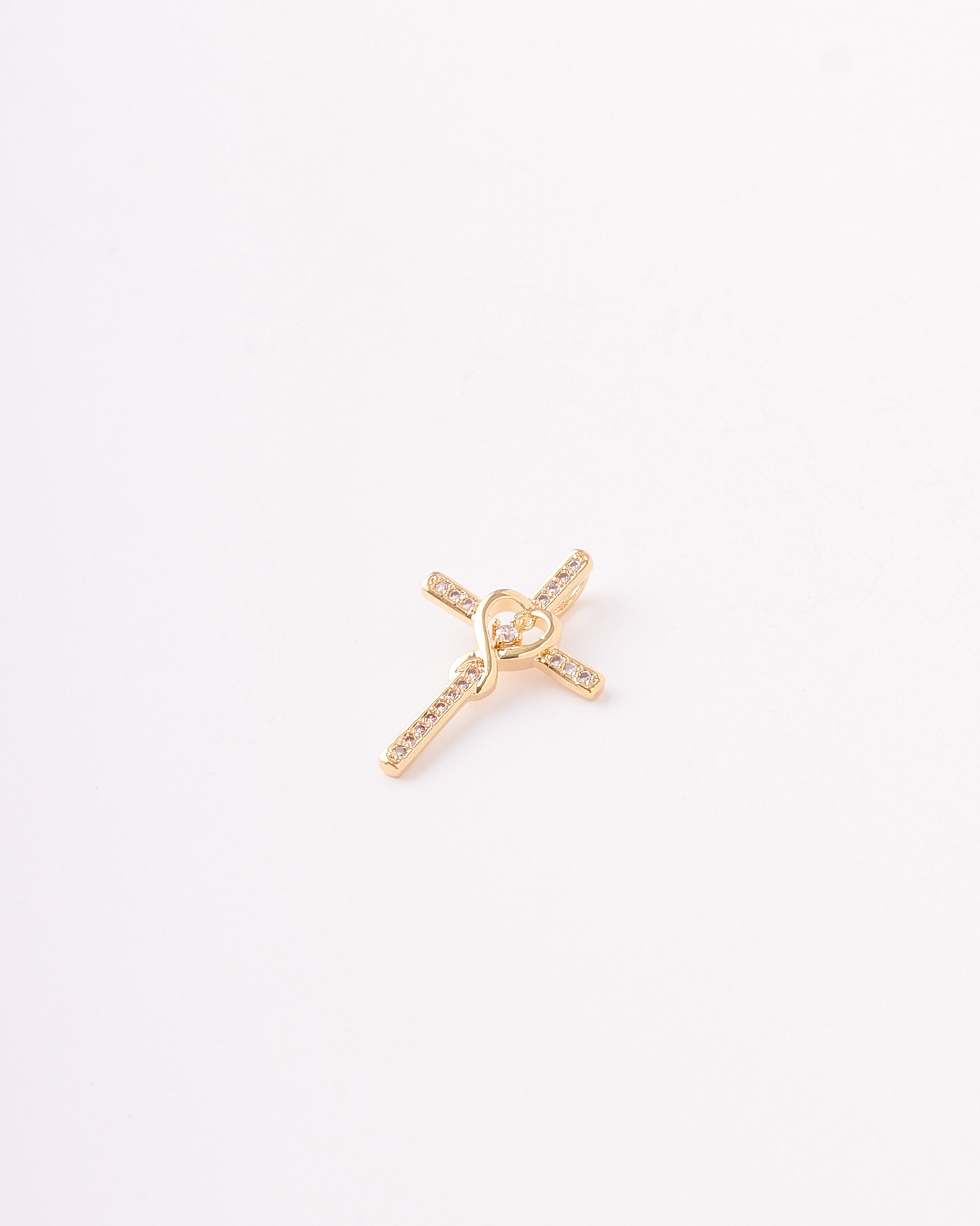 Dije Cruz Corazón Circones - 22X15mm