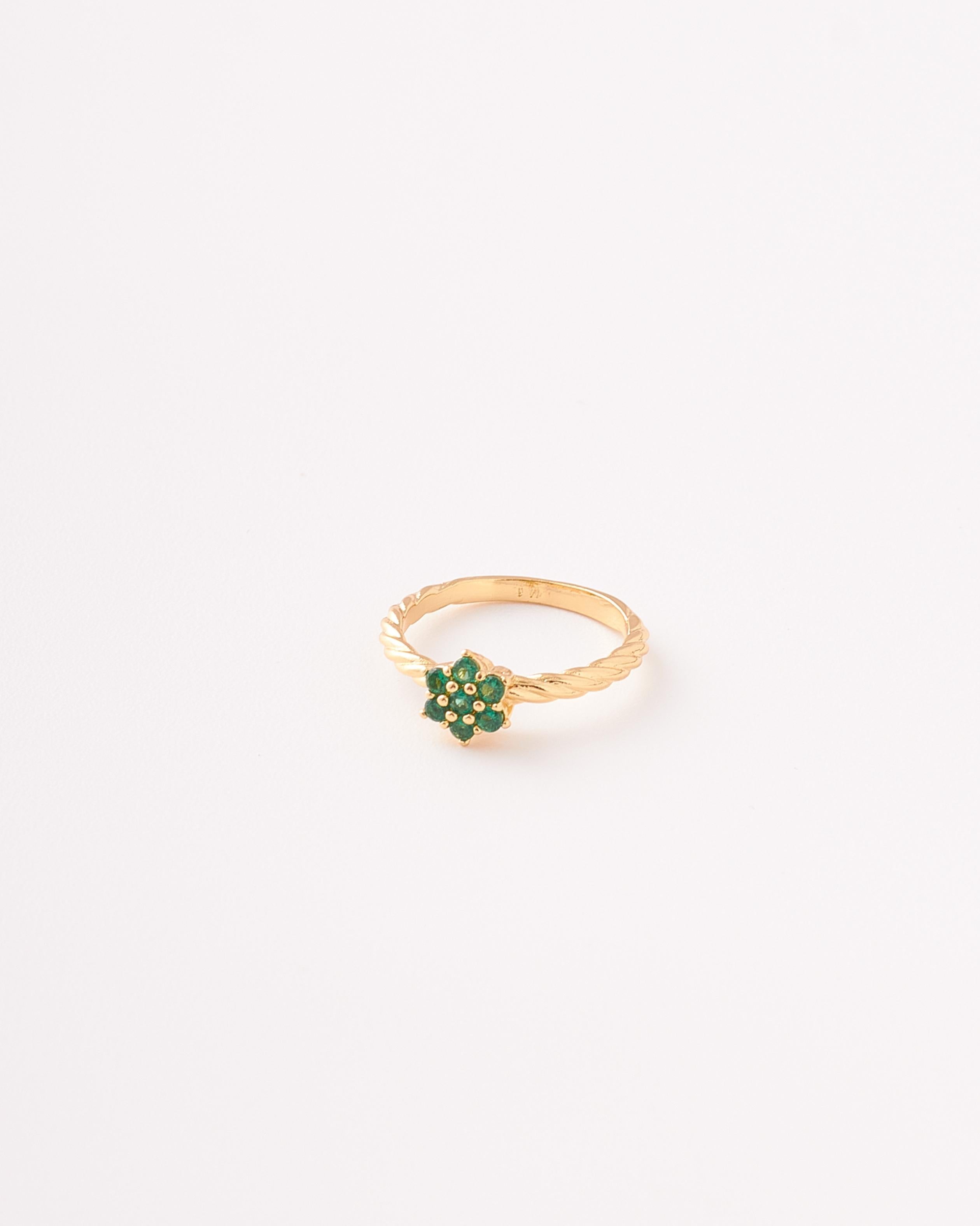 ANILLO DIAMANTADO FLORES VERDE