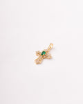 Dije Cruz Circones Cristal y Esmeralda - 10mm x 33mm