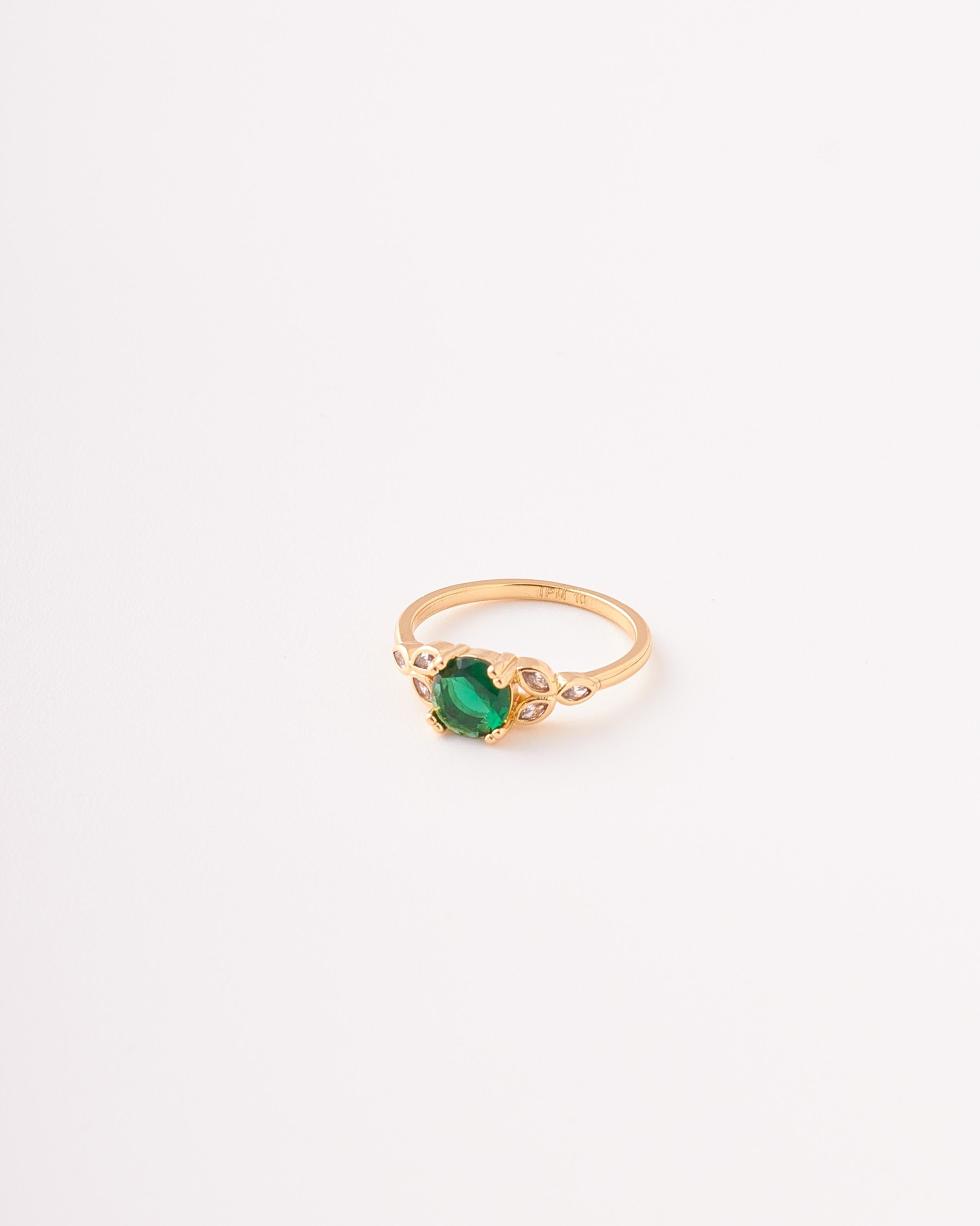 ANILLO FIGURA FLORES CIRCON VERDE