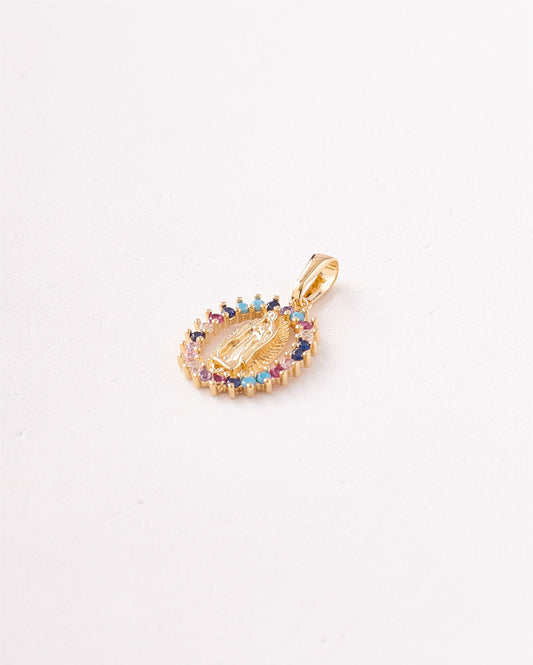 DIJE VIRGEN GUADALUPE TALLADA CIRCONES REDEDOR MIX