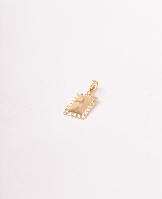 DIJE PLACA CRUZ TALLADA - 12X29MM